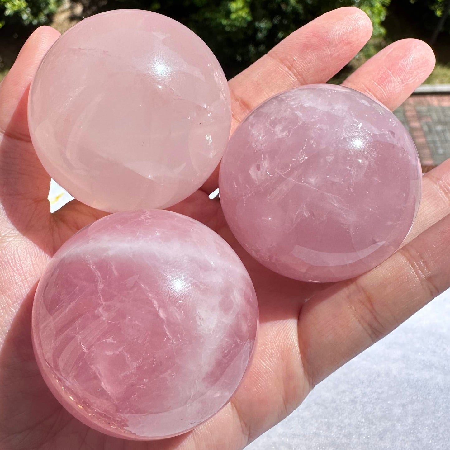 Nature Rose Quartz Mini Sphere, Multiple Sizes Pink Crystal Ball