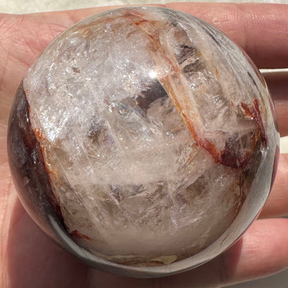 Nature Fire Quartz Sphere, Polished Hematoid Quartz Crystal Ball, Red Phantom Quartz Orb