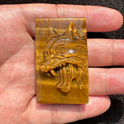 High-quality Tiger's Eye Wolf Carving, 2 Styles Natural Tiger Eye Animal Carvings, Wolf Sculpture