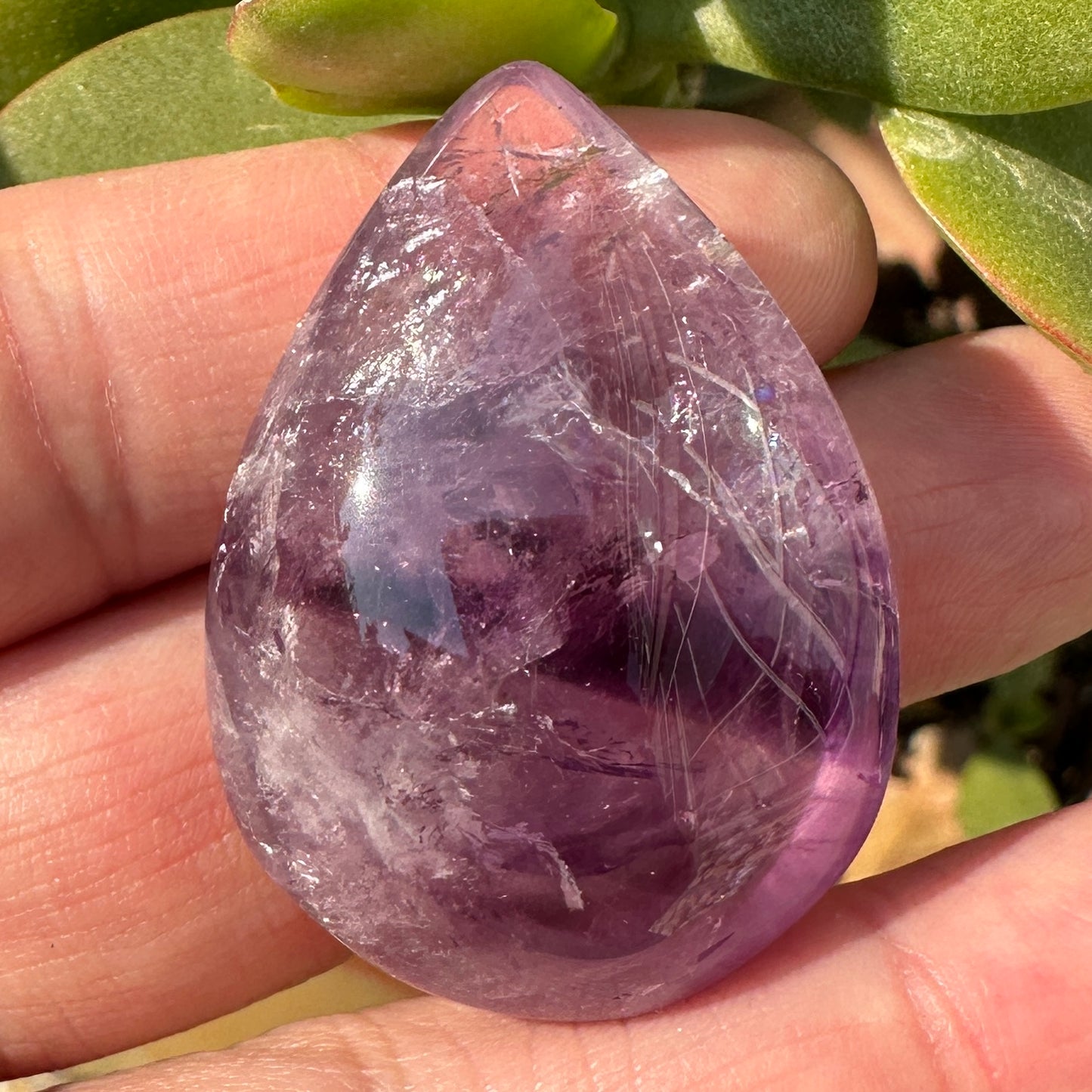 Natural Amethyst Teardrop Pendant Without Hole, Polished Crystal Droplet, Gemstone Tear-Shaped Charm