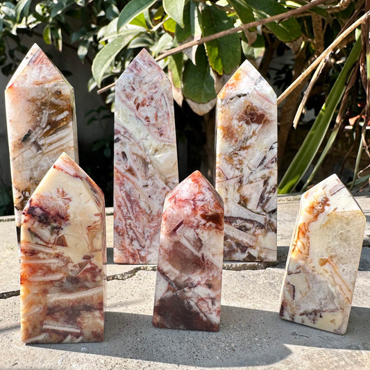 Natural Crazy Lace Agate Crystal Point, Mexican Agate Tower, Happy Lace Agate Gemstone Obelisk