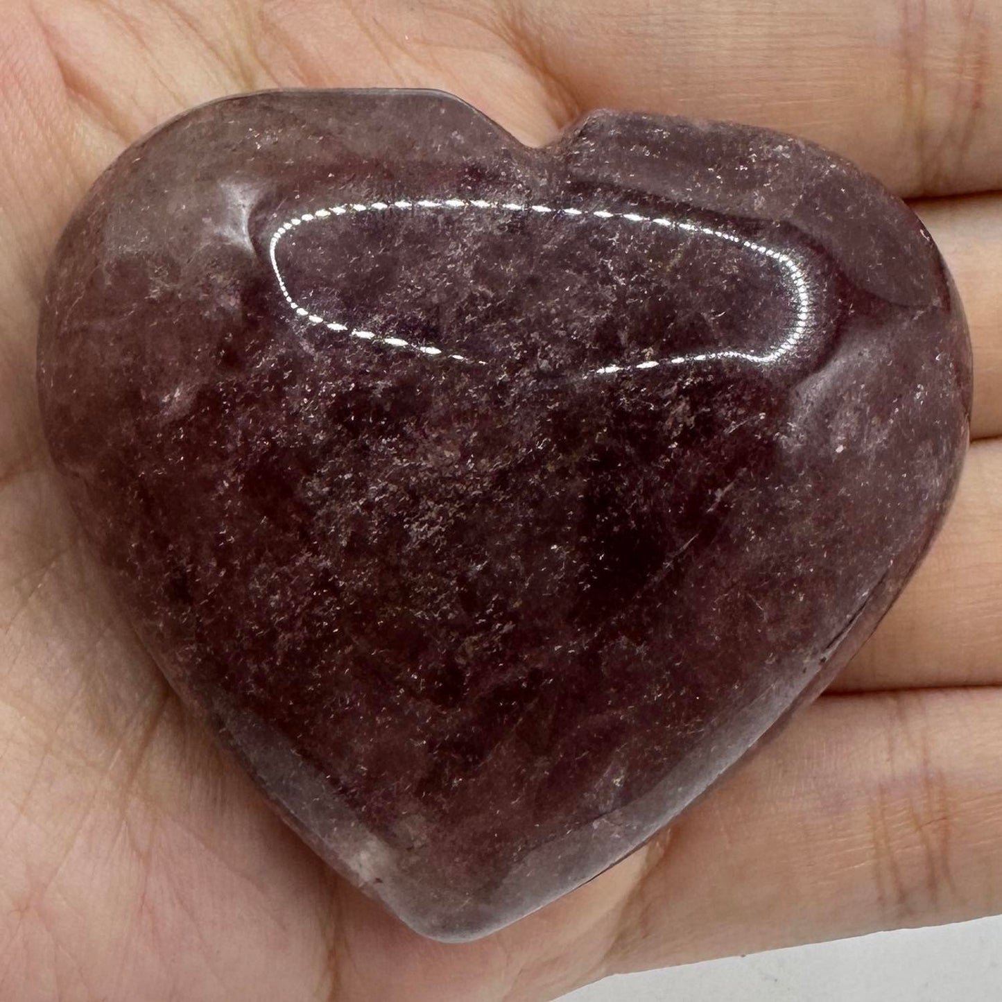 Natural Heart-shaped Strawberry Quartz Palm Stone, 5cm-5.5cm/1.97-2.19in Strawberry Quartz Heart, Heart-shaped Gemstone