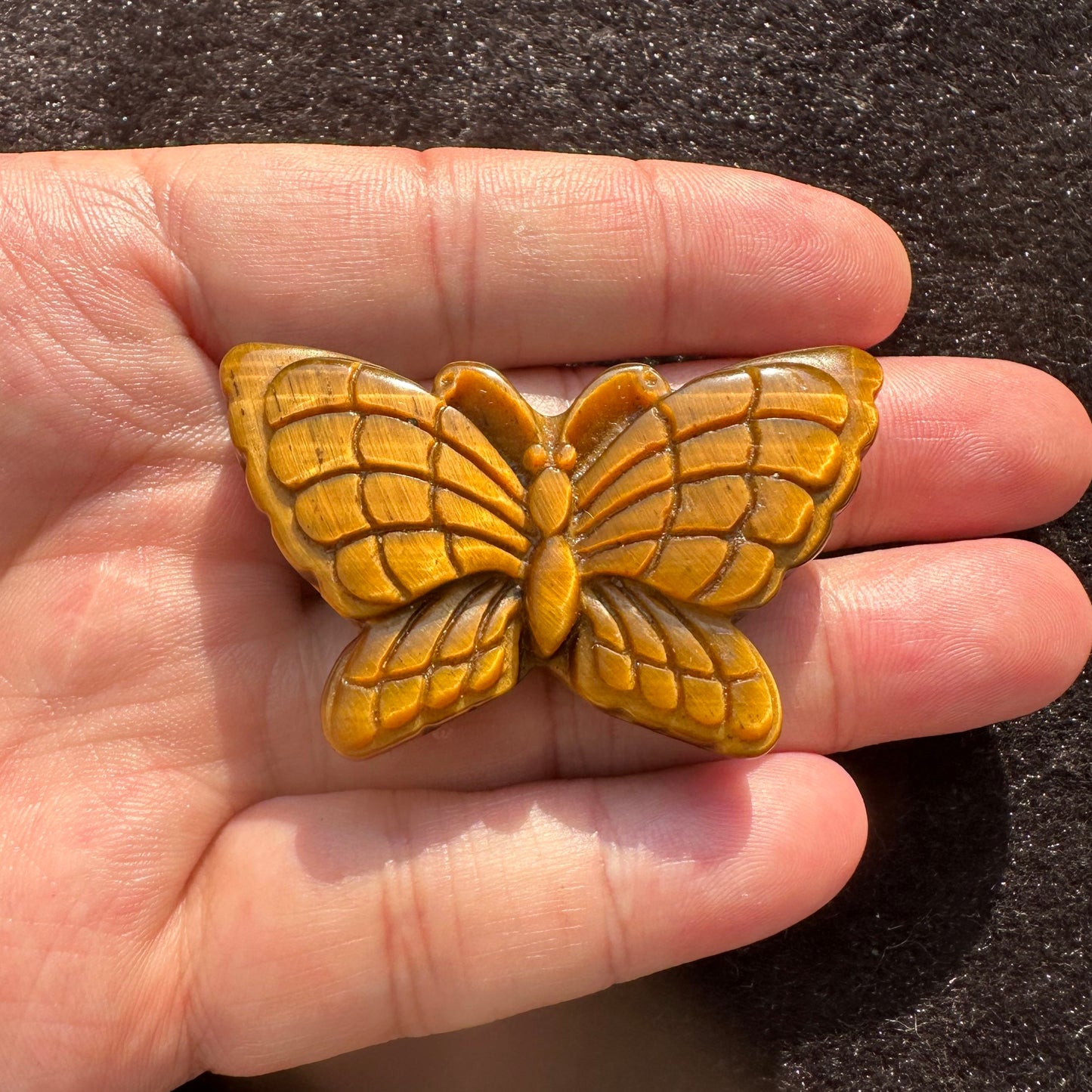 High-quality Tiger's Eye Butterfly Carving, Natural Tiger Eye Animal Carvings, Butterfly Sculpture