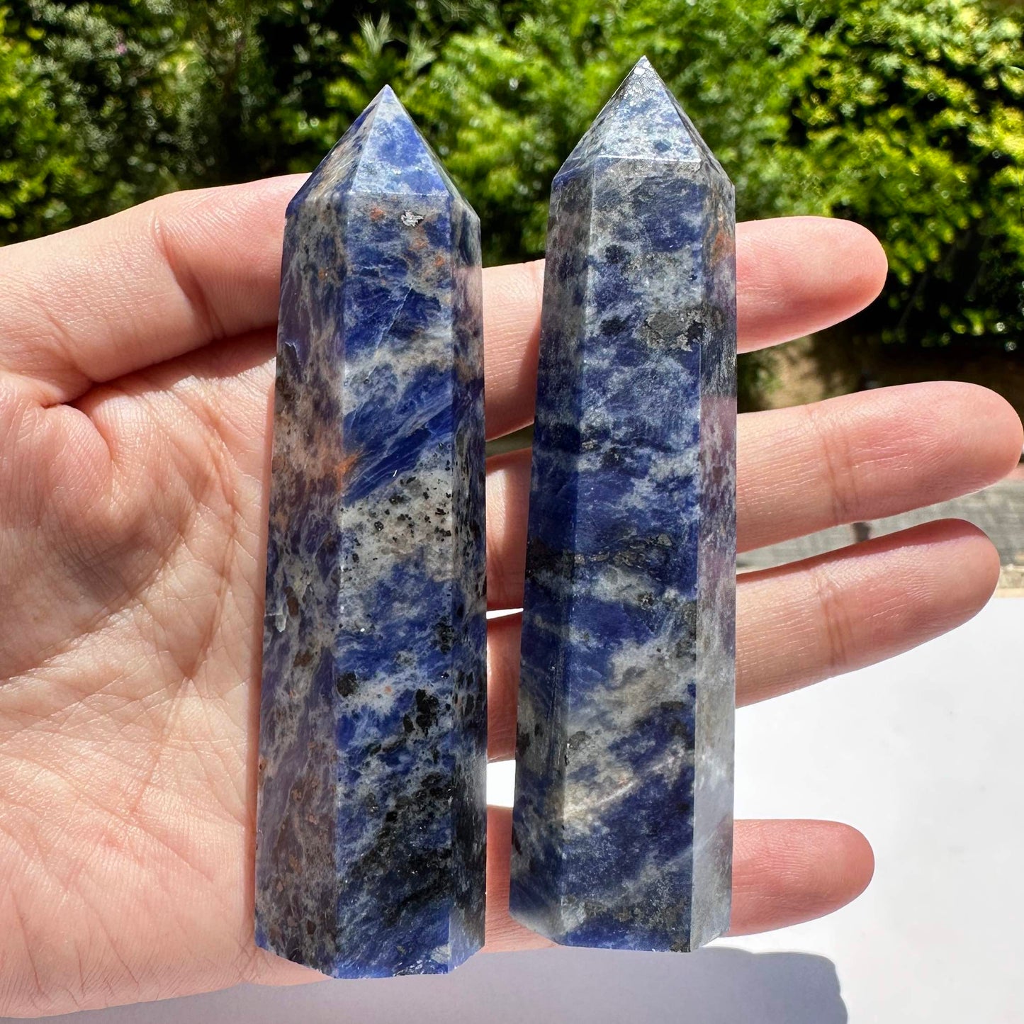 Natural Hexagonal Column Sodalite Point, 8-10cm/3.15-3.94in Blue Sodalite Tower, Sodalite Healing Point