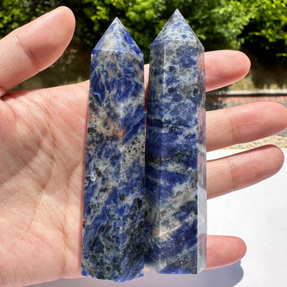 Natural Hexagonal Column Sodalite Point, 8-10cm/3.15-3.94in Blue Sodalite Tower, Sodalite Healing Point