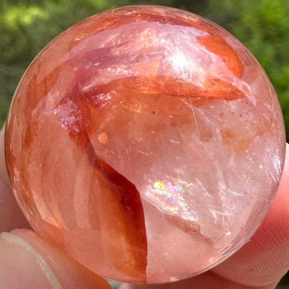 Nature Vibrant Fire Quartz Balls, Flame Quartz Mini Sphere, Hematoid Quartz Crystal Ball, Red Phantom Quartz Orb