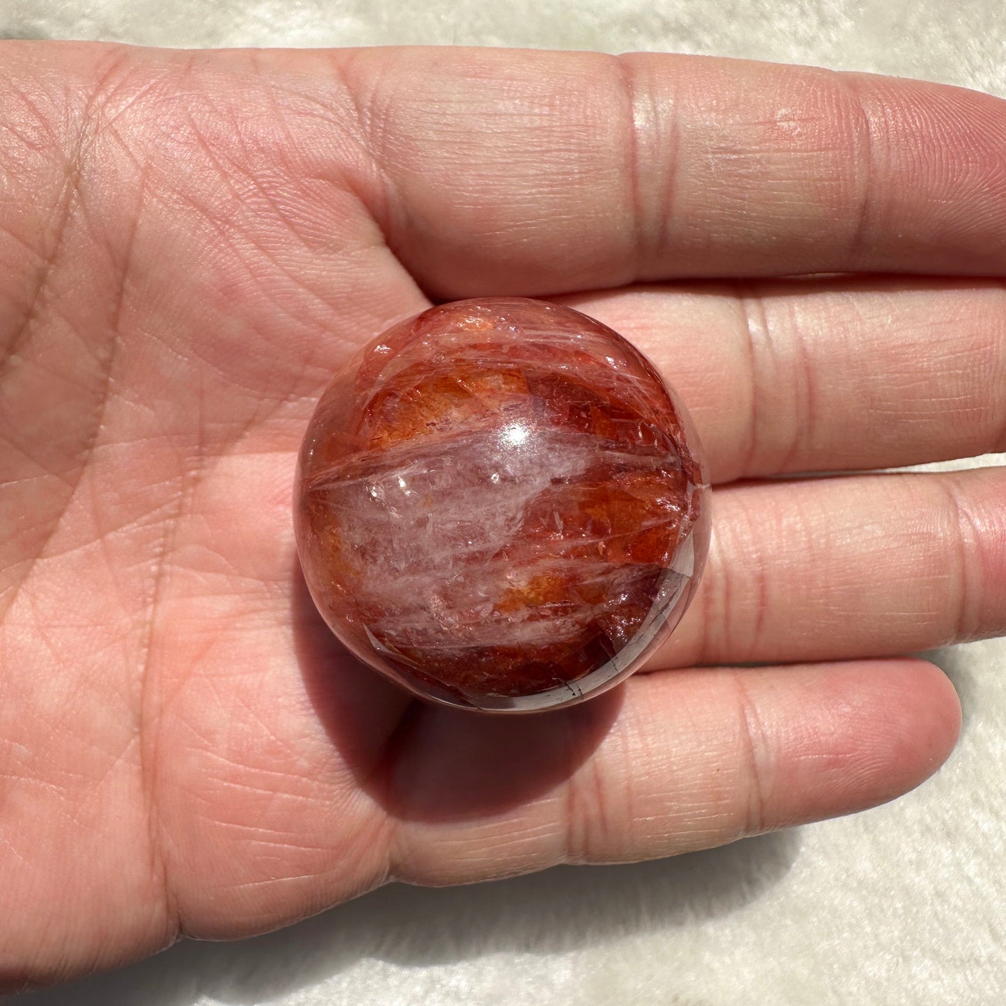 Nature Fire Quartz Sphere, Polished Hematoid Quartz Crystal Ball, Red Phantom Quartz Orb