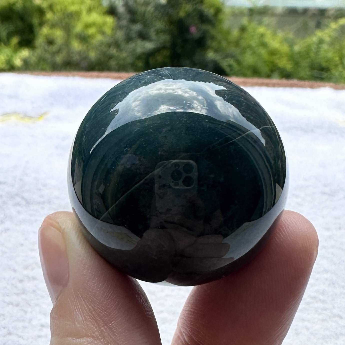 Natural Ocean Jasper Mini Sphere, Sea Jasper Orb, Jasper Pocket Sphere