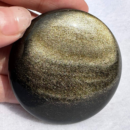 Natural Golden Obsidian Cookie, 4.6-5.2cm/1.81-2.05in Golden Obsidian Round Palm Stone