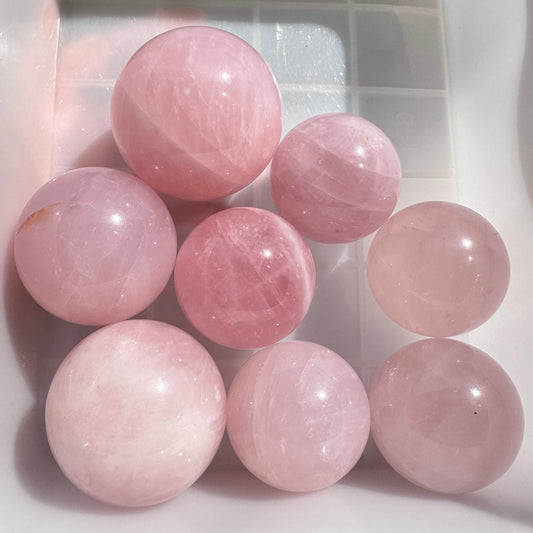 Nature Rose Quartz Mini Sphere, Multiple Sizes Pink Crystal Ball