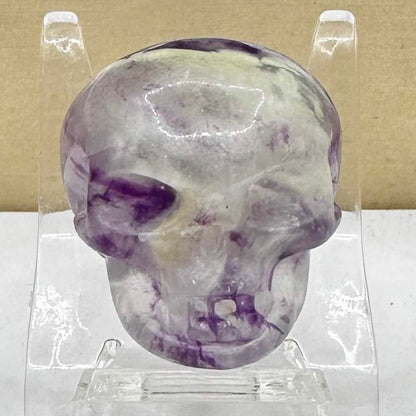 Natural Fluorite Skull Carving, Halloween-themed Fluorite Skull Figurine, Crystal Carving