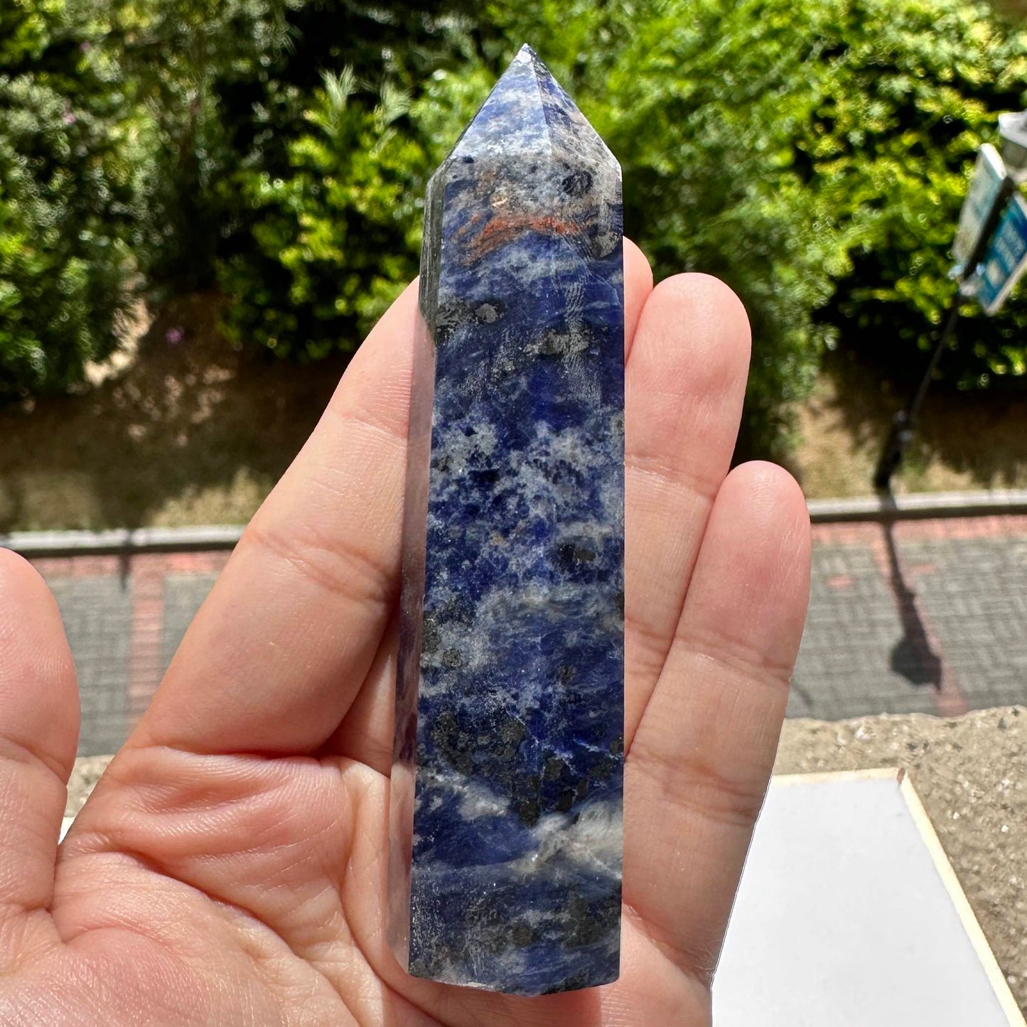 Natural Hexagonal Column Sodalite Point, 8-10cm/3.15-3.94in Blue Sodalite Tower, Sodalite Healing Point