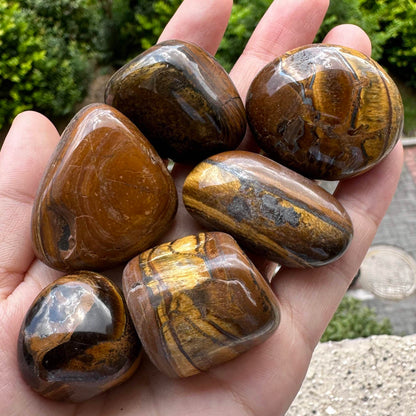 Nature Tiger Eye Tumble Stones; Tiger's Eye Gemstone Nuggets, Semi-Polished Tiger Eye Stone