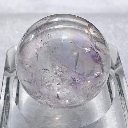 Rare Find Natural Ametrine Rainbow Quartz Ball with Subtle Color, Super Clear Cracked Quartz Orb with Rainbow Effects, Ametrine Crystal Ball