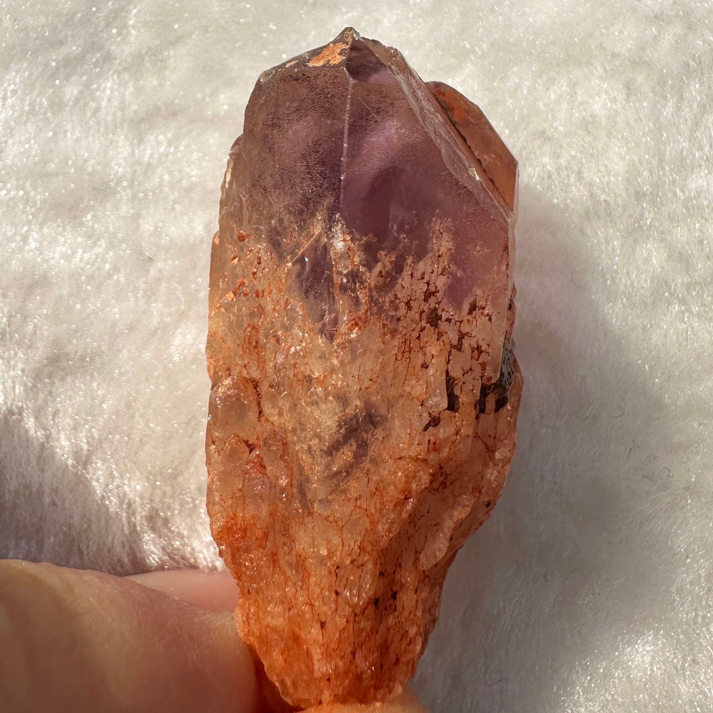 Natural Amethyst Tip Containing Mysterious Pyramid Shape within the Crystal