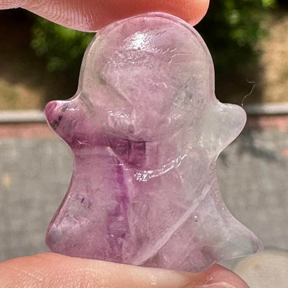 Natural Colorful Fluorite Ghost Carving, Fluorite Ghost Figurine, Mini Crystal Ghost, Cute Ghost Sculpture, Crystal Carving