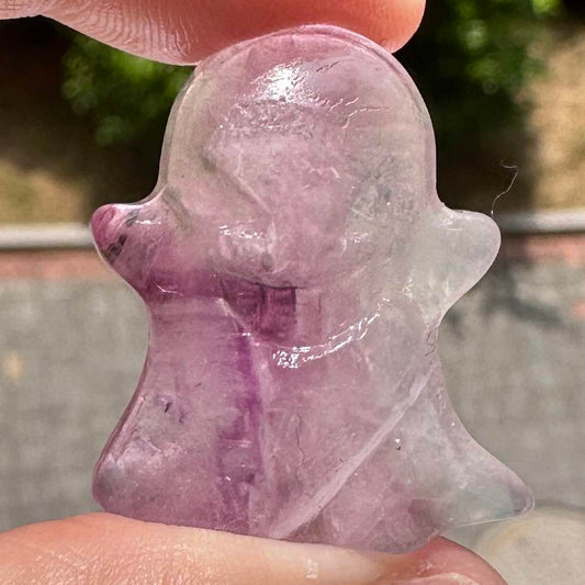 Natural Colorful Fluorite Ghost Carving, Fluorite Ghost Figurine, Mini Crystal Ghost, Cute Ghost Sculpture, Crystal Carving