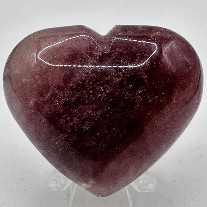 Natural Heart-shaped Strawberry Quartz Palm Stone, 5cm-5.5cm/1.97-2.19in Strawberry Quartz Heart, Heart-shaped Gemstone