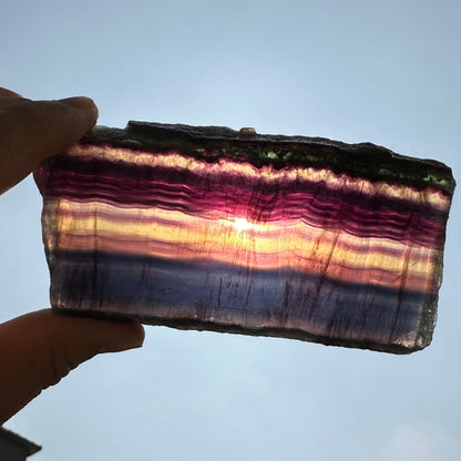 Natural Colorful Fluorite Slice, Polished Rainbow Fluorite Specimen