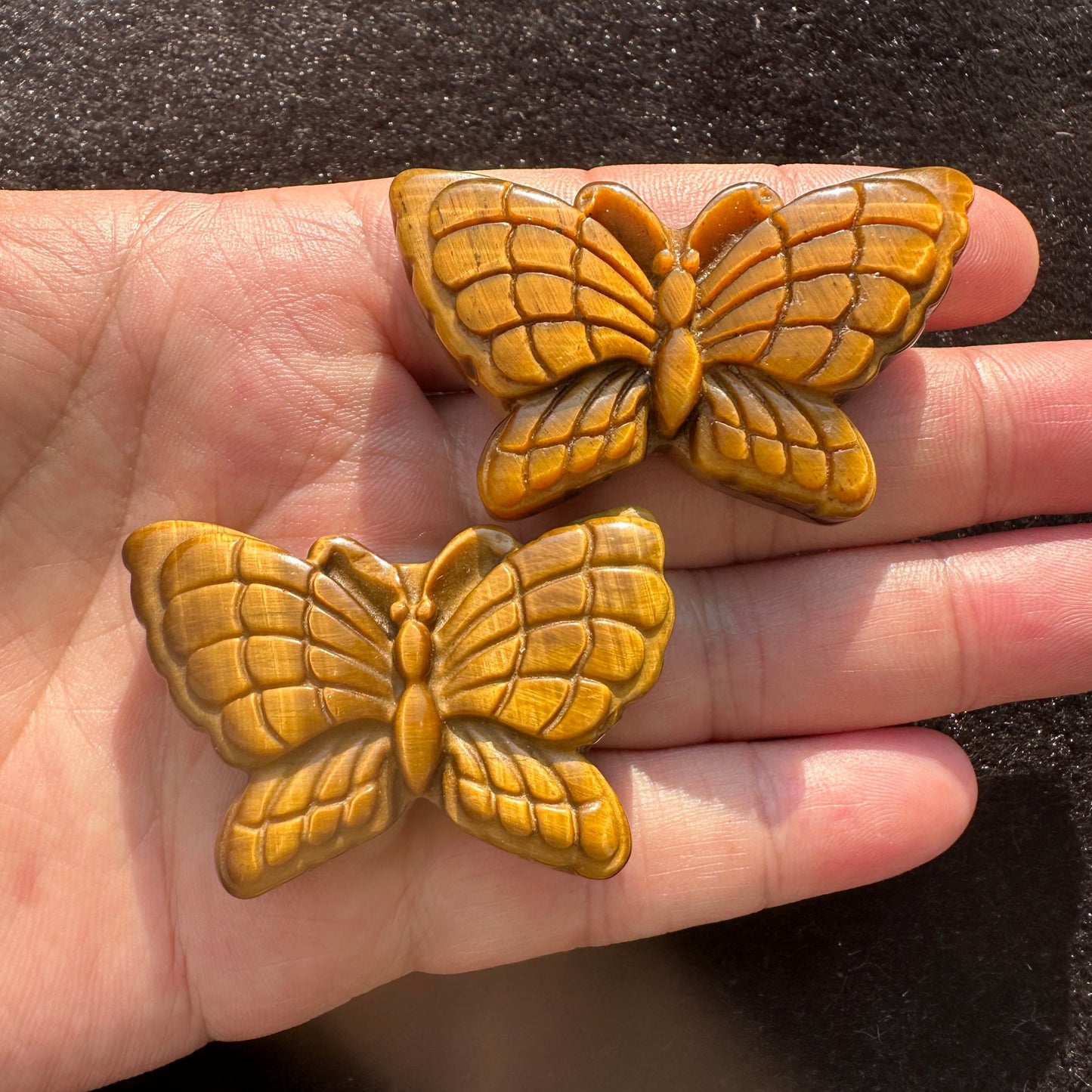 High-quality Tiger's Eye Butterfly Carving, Natural Tiger Eye Animal Carvings, Butterfly Sculpture