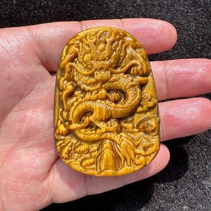 High-quality Tiger's Eye Dragon Carving, 2 Styles Natural Tiger Eye Carving, Dragon Sculpture