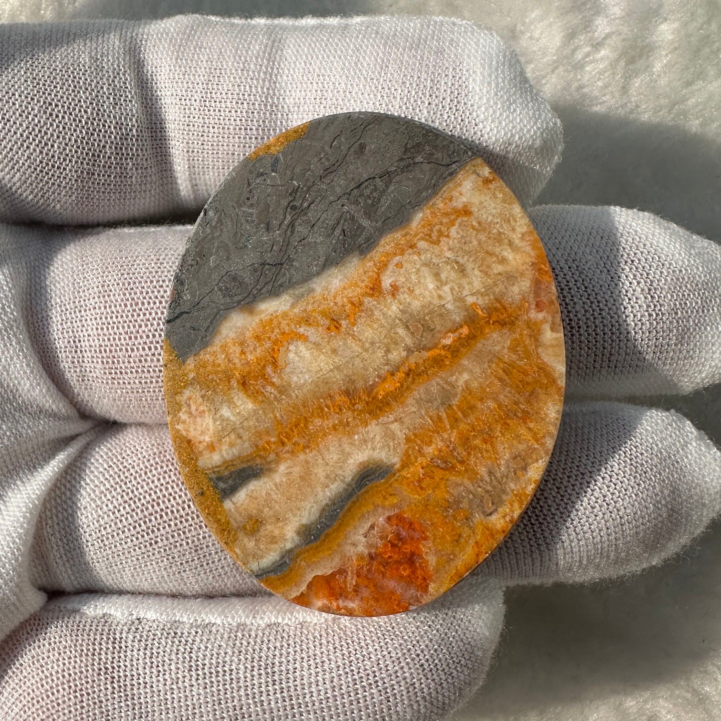 Natural Bumble Bee Jasper Oval Palm Stone; Semi-polished Oval Shape Worry Stone