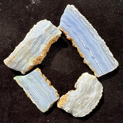 Natural Blue Lace Agate Slice with Calming Blue and Peaceful Veins; Rare Blue Lace Chalcedony Crystal Slice