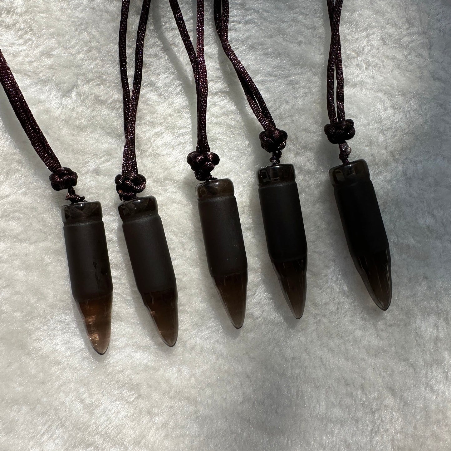 Natural Ice Obsidian Bullet Pendant -Sleek and Stylish; 3.8-4cm/1.50-1.57in Ice Obsidian Necklace, Crystal Charm