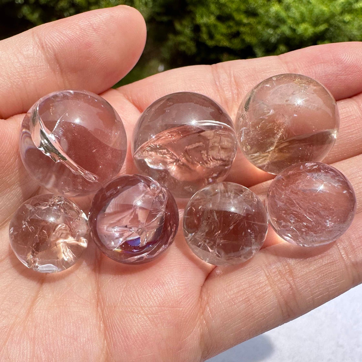 Rare Find Natural Ametrine Rainbow Quartz Ball with Subtle Color, Super Clear Cracked Quartz Orb with Rainbow Effects, Ametrine Crystal Ball