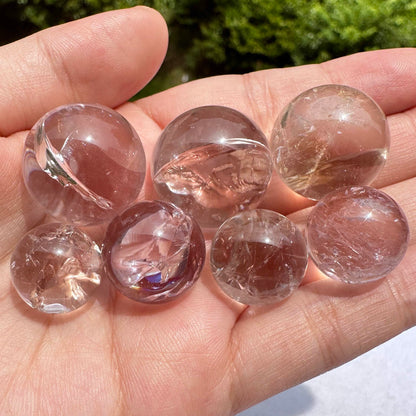 Rare Find Natural Ametrine Rainbow Quartz Ball with Subtle Color, Super Clear Cracked Quartz Orb with Rainbow Effects, Ametrine Crystal Ball