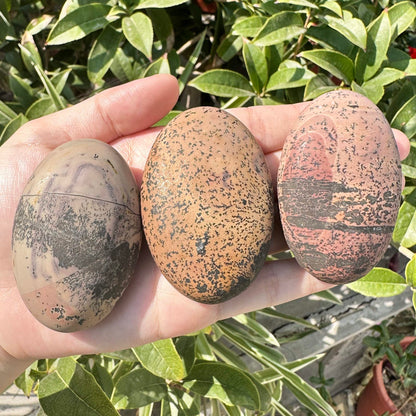 Natural Grass Flower Stone Palm Stone with Artistic Patterns, 5.8-6.2cm/2.28-2.44in Guohua Stone, Natural Handheld Worry Stone & Palm Relaxer