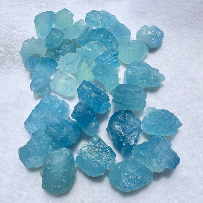 Nature Aquamarine Raw Stone With Protective Gel Coat, Aquamarine Specimen