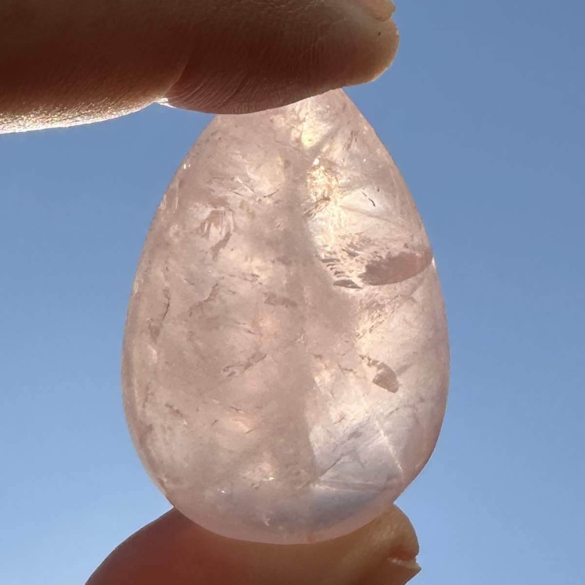 Natural Rose Quartz Teardrop Pendant Without Hole, Polished Crystal Droplet, Gemstone Tear-Shaped Charm