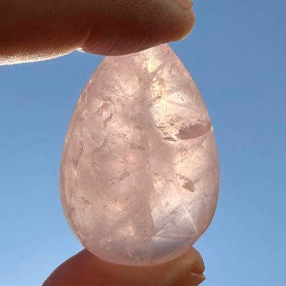 Natural Rose Quartz Teardrop Pendant Without Hole, Polished Crystal Droplet, Gemstone Tear-Shaped Charm