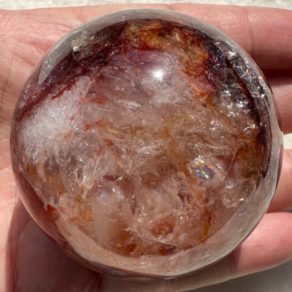 Nature Fire Quartz Sphere, Polished Hematoid Quartz Crystal Ball, Red Phantom Quartz Orb