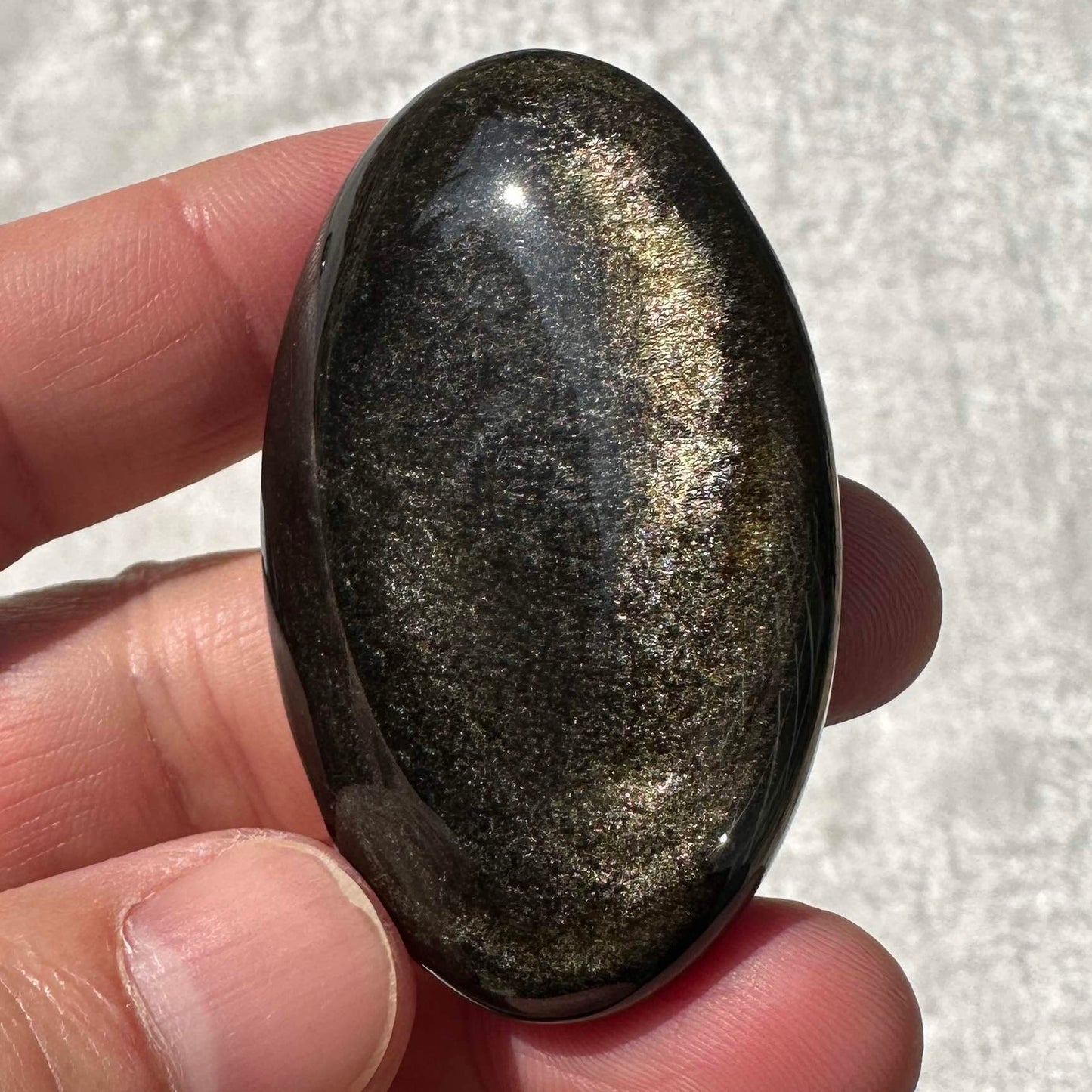 Natural Golden Obsidian Oval Shape Palm Stones, 5-5.2cm/1.97-2.05in Shimmering Gold Obsidian, Gold Sheen Obsidian