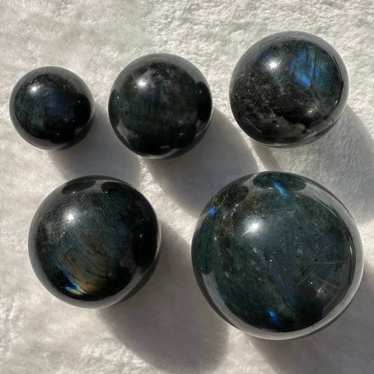 Natural Labradorite Sphere with Glow, Multiple Sizes Mystical Crystal Ball