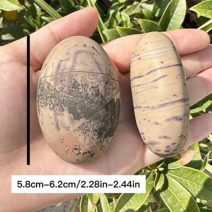 Natural Grass Flower Stone Palm Stone with Artistic Patterns, 5.8-6.2cm/2.28-2.44in Guohua Stone, Natural Handheld Worry Stone & Palm Relaxer