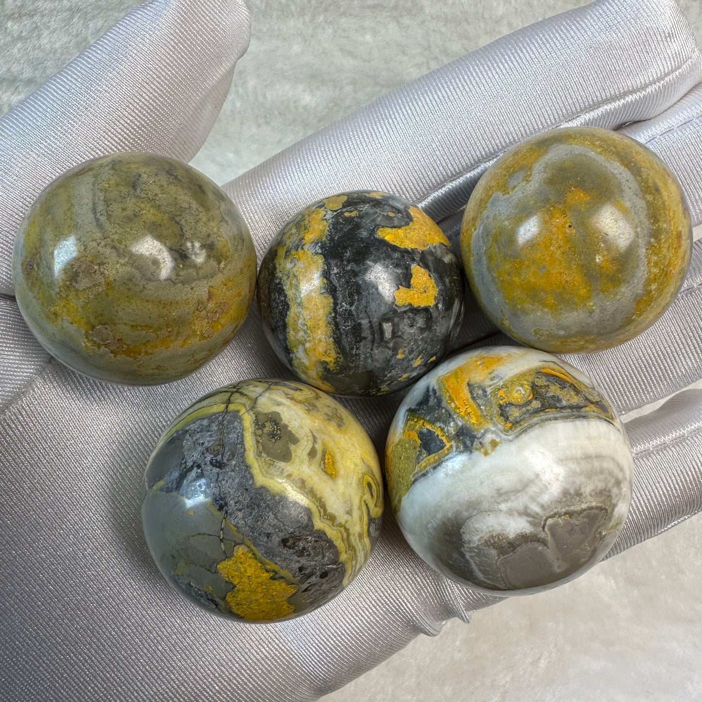 Natural Bumble Bee Jasper Pocket Sphere, Bumble Bee Jasper Mini Globe