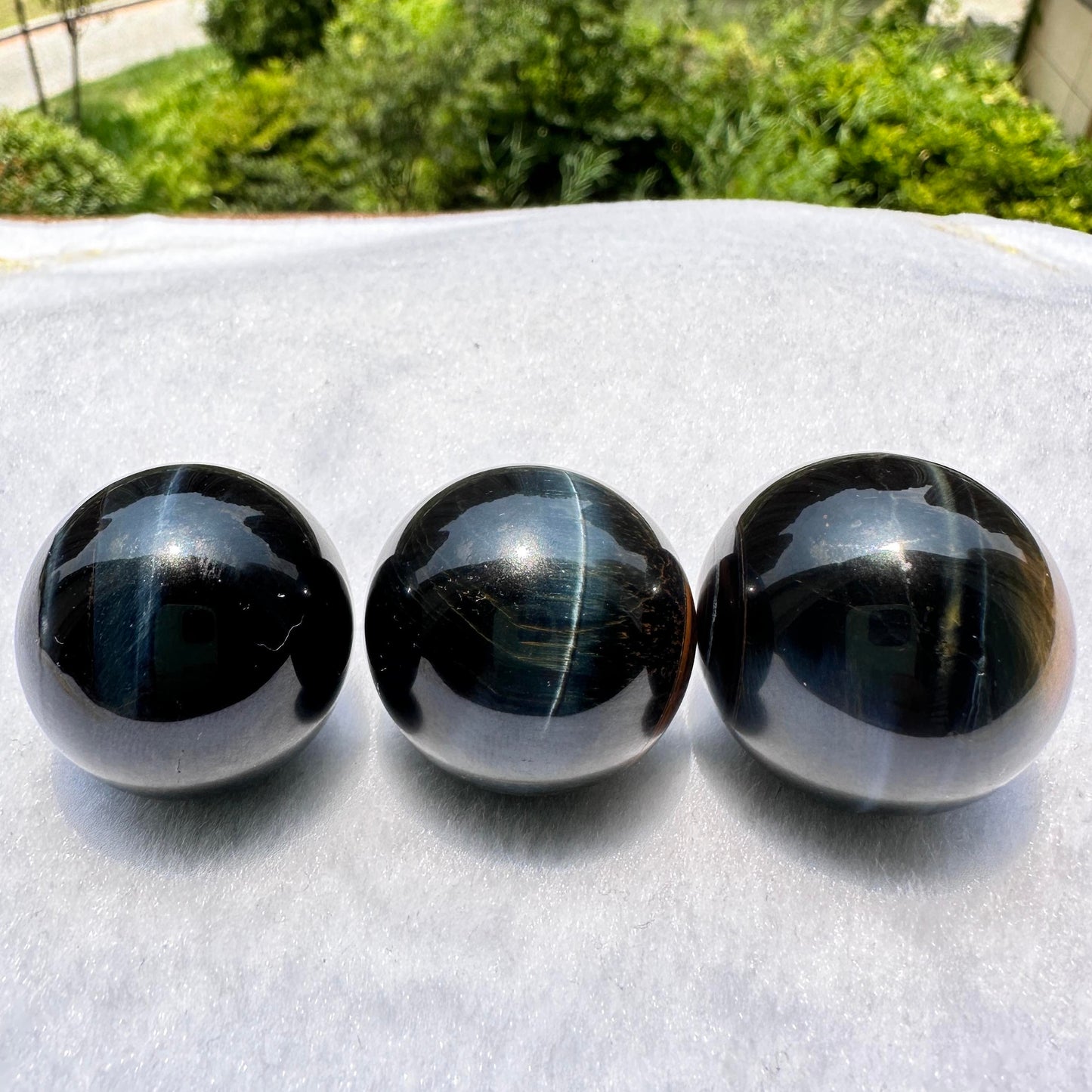 Natural Blue Tiger Eye Crystal Ball, 2.7-3.3cm/1.06-1.3in Hawk's Eye Mini Sphere, Falcon's Eye Orb