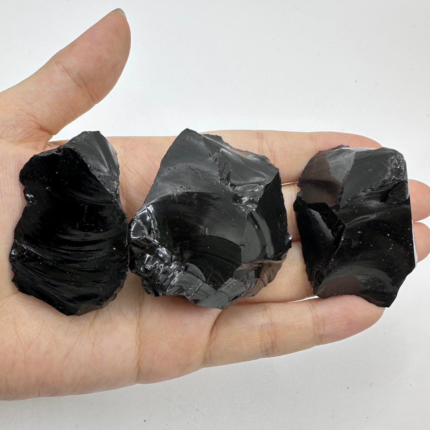 Nature Black Obsidian Raw Stones, Unpolished Black Obsidian Chunks, Crystal Specimen