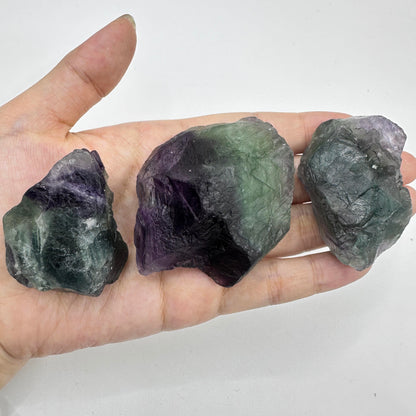 Nature Fluorite Raw Stones, Crystal Specimens of Colorful Fluorite, Green Fluorite and Purple Fluorite