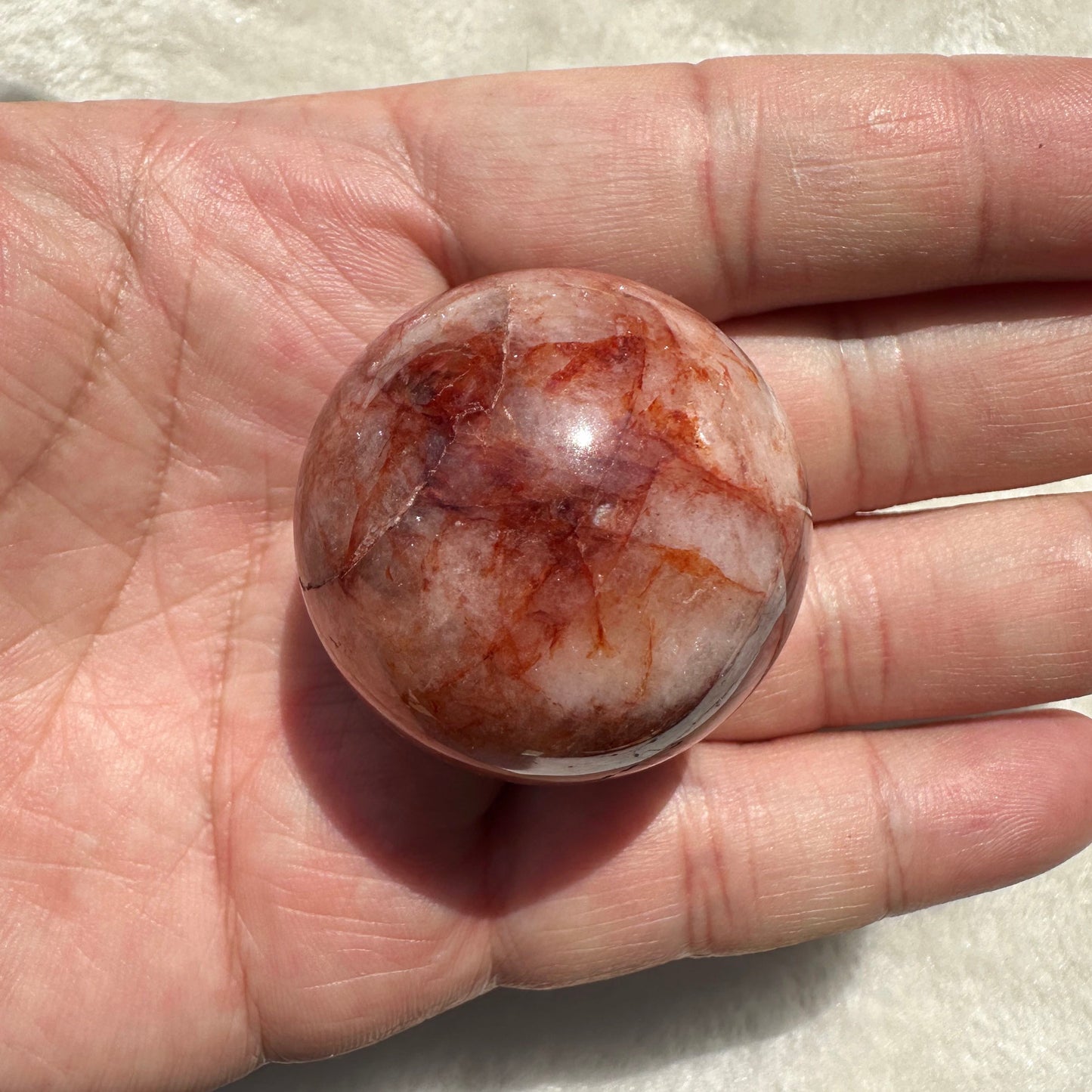 Nature Fire Quartz Sphere, Polished Hematoid Quartz Crystal Ball, Red Phantom Quartz Orb