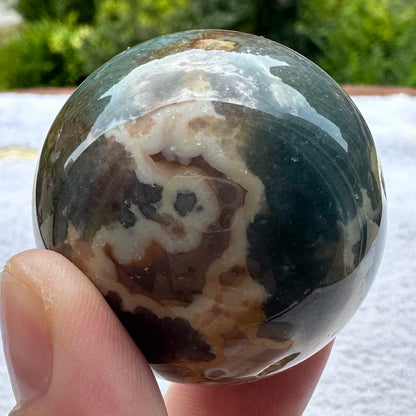 Natural Ocean Jasper Mini Sphere, Sea Jasper Orb, Jasper Pocket Sphere