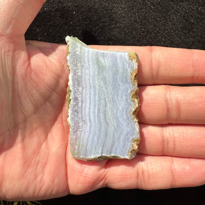 Natural Blue Lace Agate Slice with Calming Blue and Peaceful Veins; Rare Blue Lace Chalcedony Crystal Slice