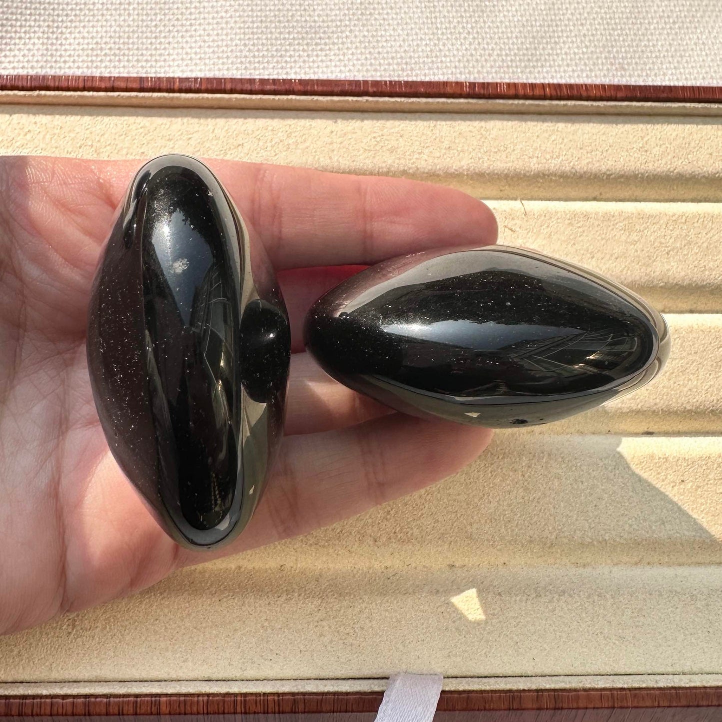 Natural Golden Obsidian UFO Shaped Carving, Golden Obsidian Palm Stone, UFO Carving