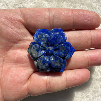 Natural Lapis Lazuli Flower Carving-Prosperity in Bloom, Detailed Lapis Lazuli Flower Sculpture, Crystal Carving