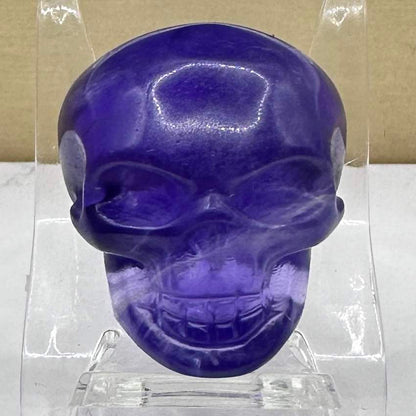 Natural Fluorite Skull Carving, Halloween-themed Fluorite Skull Figurine, Crystal Carving