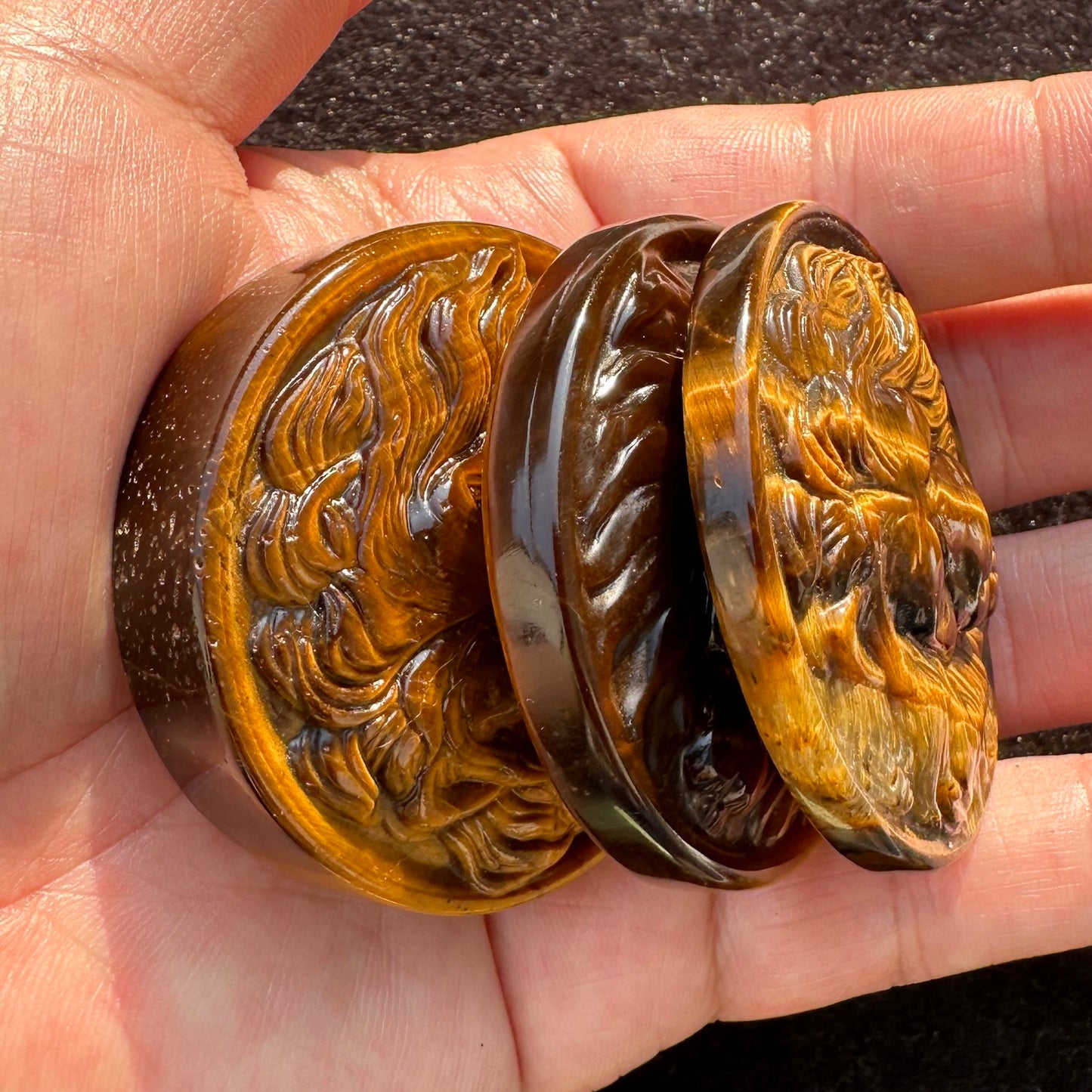 High-quality Tiger's Eye Lion Carving, 2 Styles Natural Tiger Eye Animal Carvings, Lion Sculpture