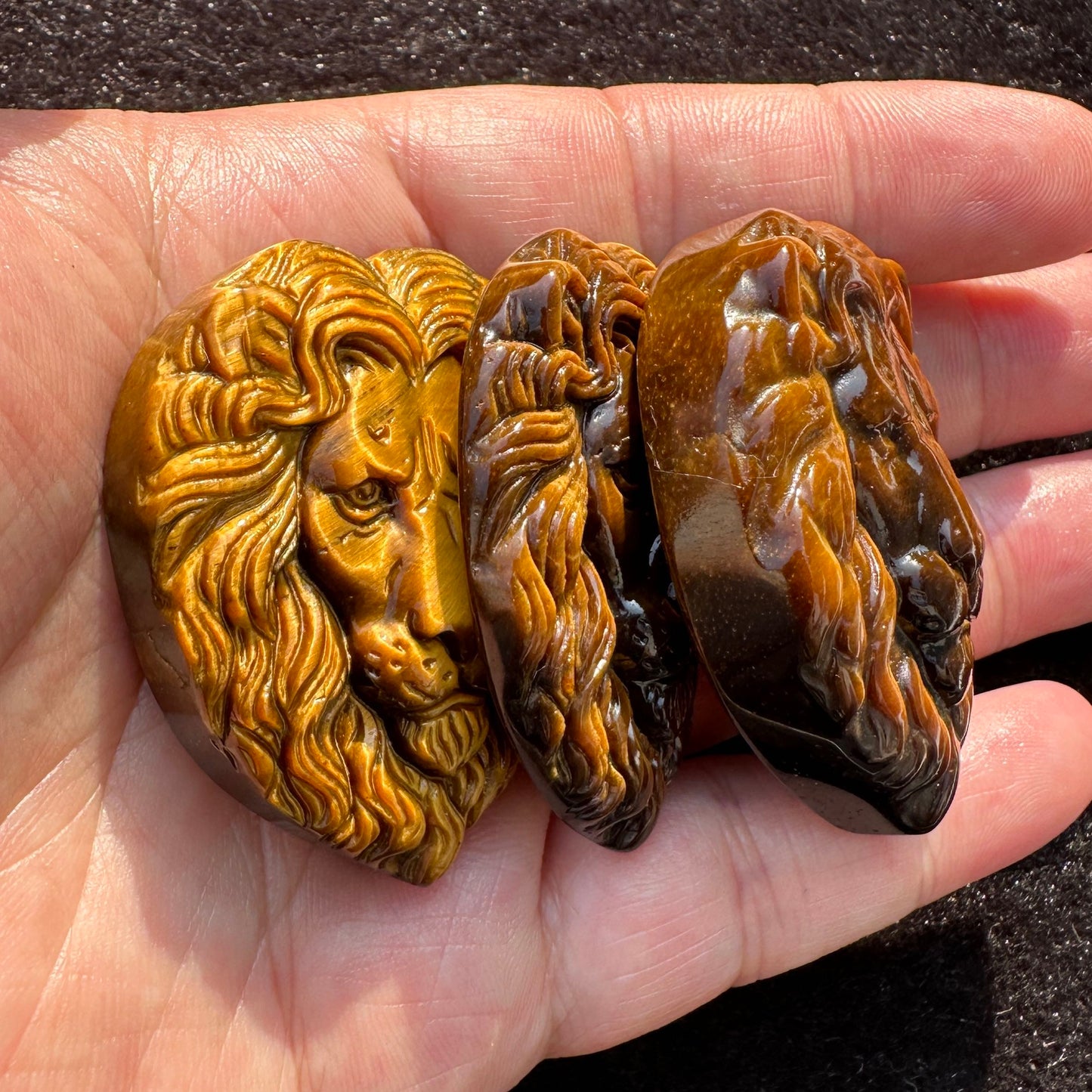 High-quality Tiger's Eye Lion Carving, 2 Styles Natural Tiger Eye Animal Carvings, Lion Sculpture